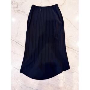 Richard Tyler Couture Black Pintuck Asymmetrical Wool Blend Midi Skirt Size 6